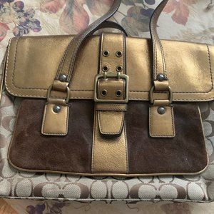 Tan Leather & Suede Coach Bag